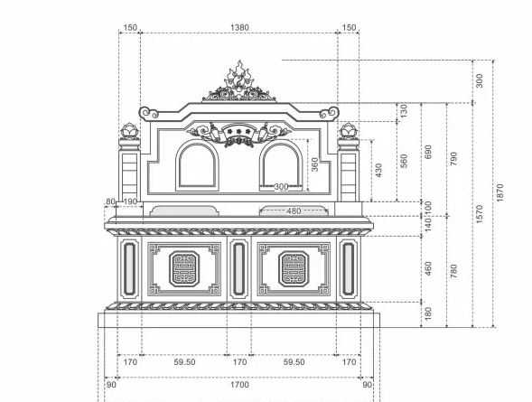 Bản vẽ thiết kế 3D của mẫu mộ đá đôi một mái Ninh Bình CT120