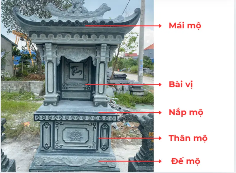 Lăng mộ đá 1 mái có thiết kế tối giản phù hợp với khuôn viên nhỏ hoặc các công trình đề cao sự thanh thoát, gọn gàng