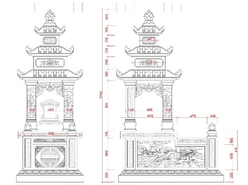 Kích thước lăng mộ đẹp