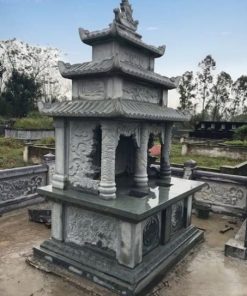 Mộ đá đôi xanh rêu 3 mái - CT12