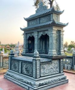 Mộ đá đôi xanh rêu 2 mái - CT13