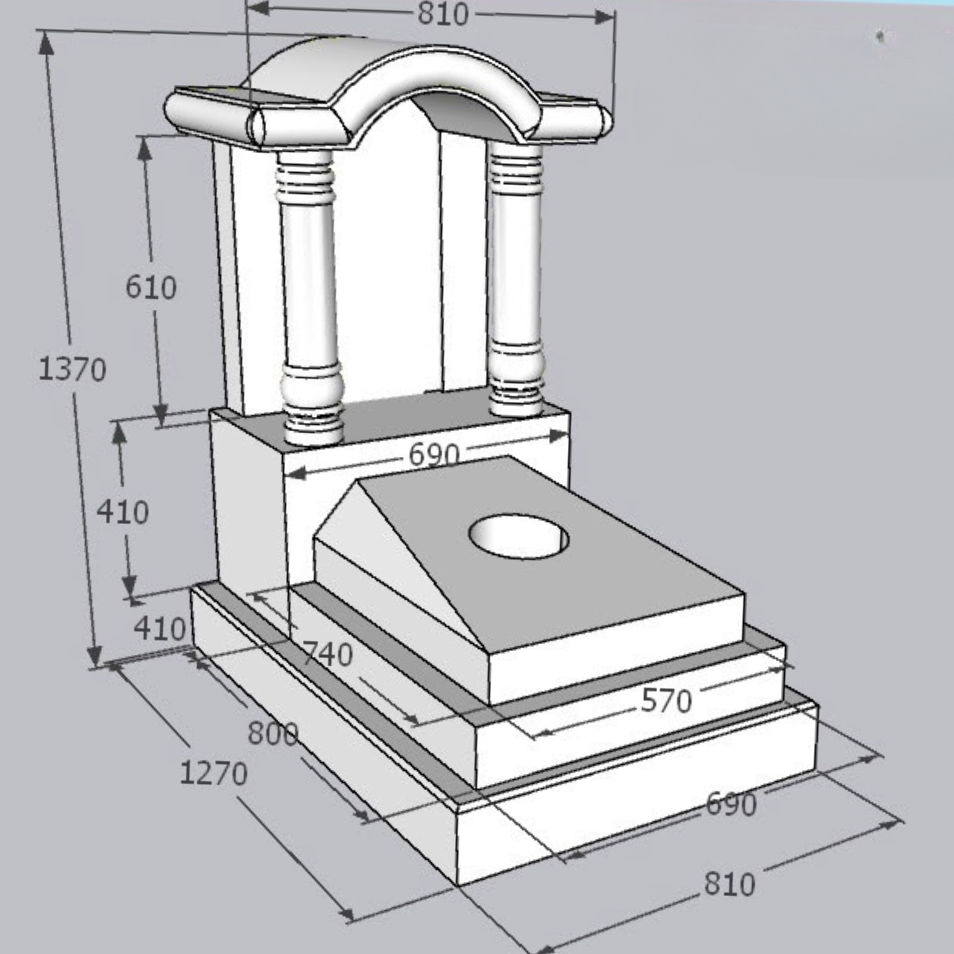 Với mẫu mộ nhỏ, kích thước lỗ thông thiên có đường kính 6 - 10 cm.