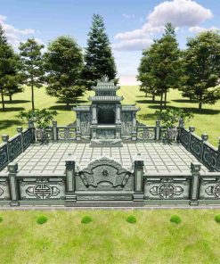 Bản vẽ 3D khu lăng mộ đá xanh rêu tại Phú Thọ