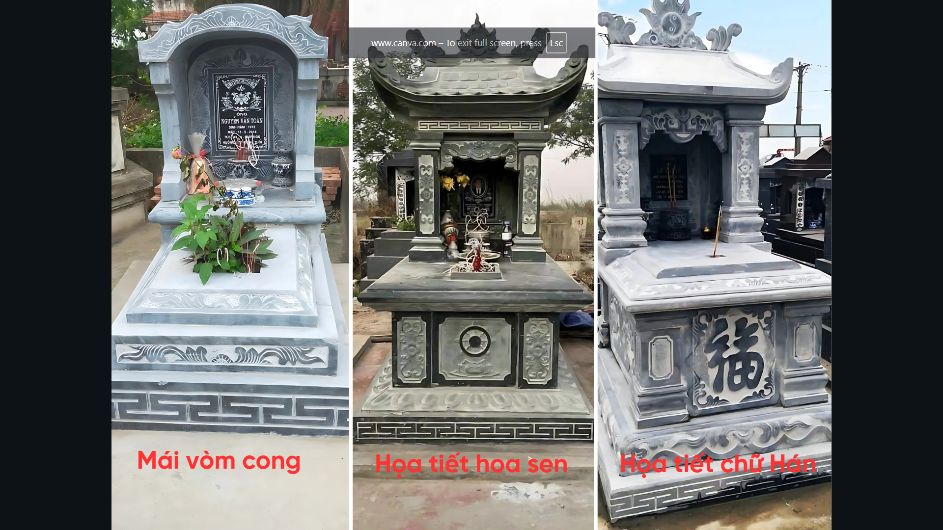 Các kiểu mái vòm mềm mại, chạm hoa sen thanh tịnh, hoặc khắc chữ Hán tinh xảo, vừa trang nghiêm vừa mang đậm giá trị tâm linh và thẩm mỹ