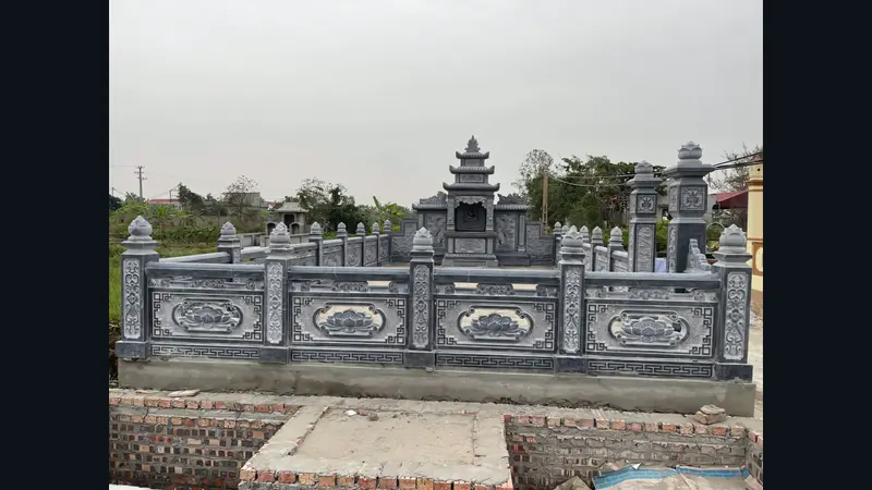 Mẫu khu lăng mộ đá xanh đen chuẩn phong thủy