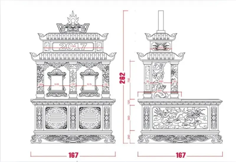 Do chỉ cần đặt 2 tiểu quách nên diện tích huyệt mộ tương đối nhỏ