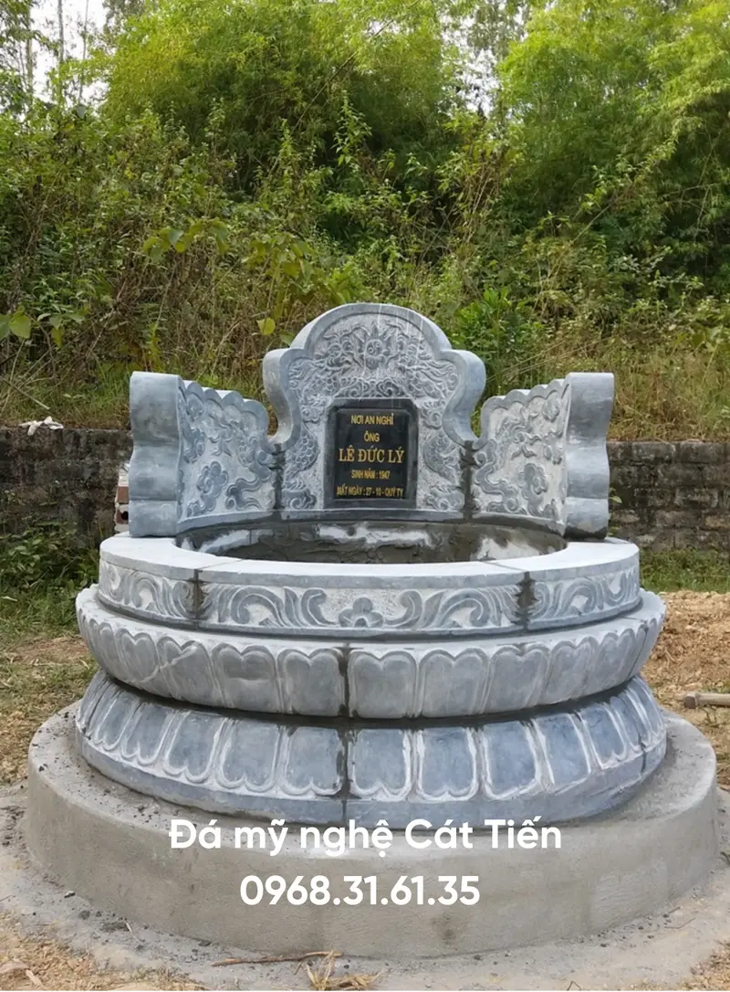 Đá mỹ nghệ Cát Tiến - Đơn vị thi công mộ đá tròn theo kích thước chuẩn thẩm mỹ và phong thủy