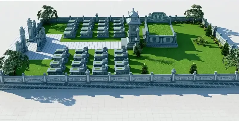 Mẫu lăng mộ đá xanh rêu dòng họ Nguyễn bền đẹp, trang nghiêm (Nguồn: Internet)