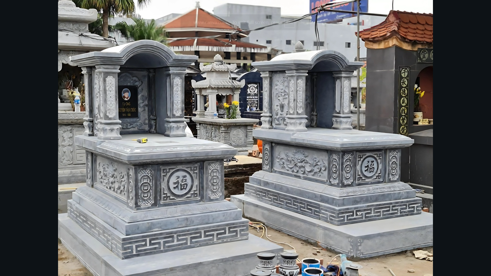 Lăng mộ đá một mái tượng trưng cho sự che chở, bảo hộ và kết nối hài hòa giữa âm dương, góp phần mang lại phúc khí và bình an cho gia tộc