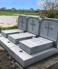 Mẫu mộ đá xanh rêu CT43 thi công tại Hà Tĩnh năm 2025