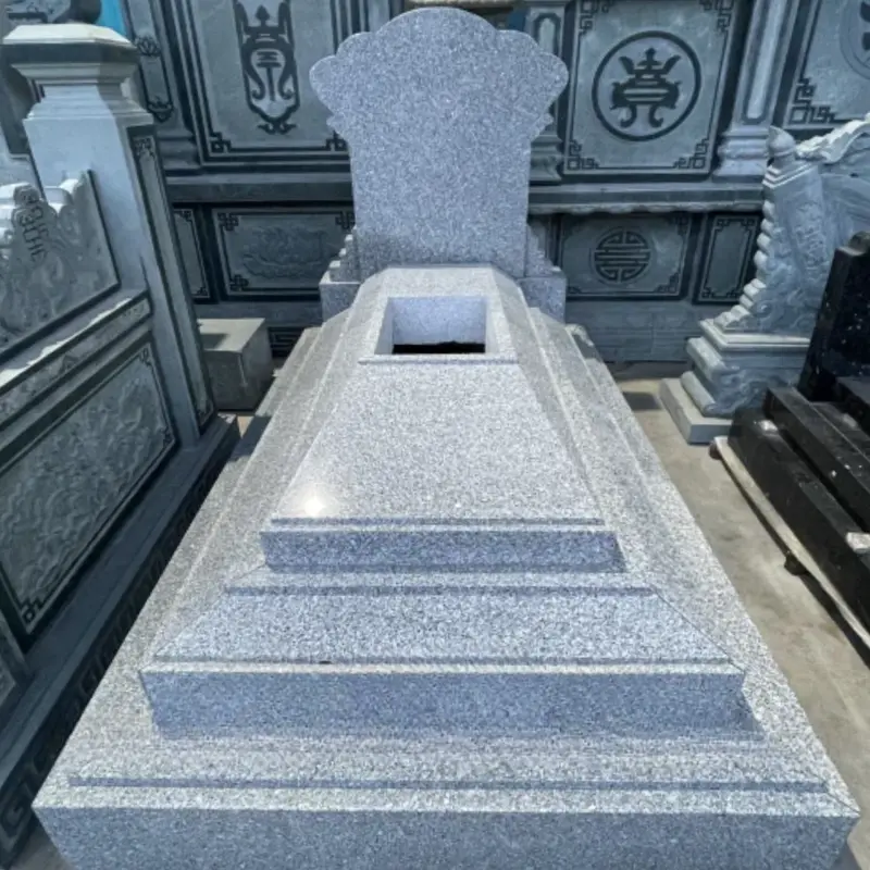 Mẫu mộ ốp đá hoa cương Trắng Suối Lau trang nhã