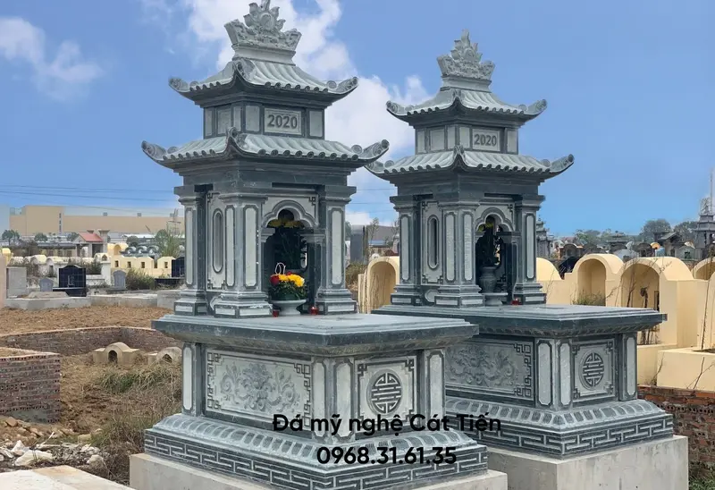 Đá mỹ nghệ Cát Tiến cung cấp sản phẩm Lăng mộ đá hai mái đẹp, thiết kế tinh xảo