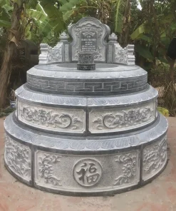 Mộ đá tròn đẹp do Đá Mỹ Nghệ Cát Tiến thi công tại Long Biên, Hà Nội năm 2025