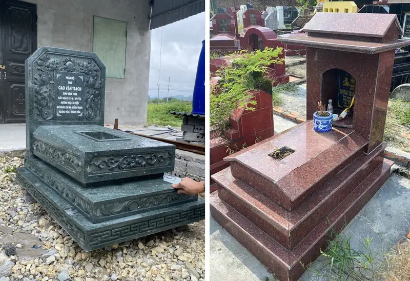 Mộ đá nguyên khối có sự liền mạch so với mộ ốp đá có nhiều mạch ghép rời