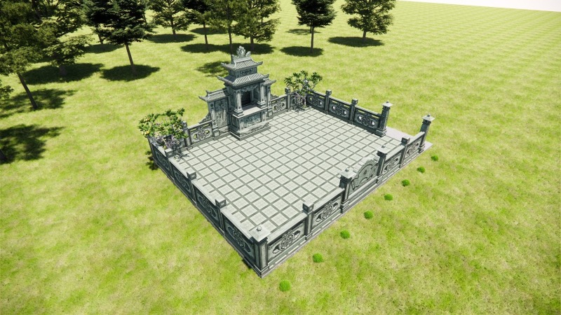 Phác thảo 3D khu lăng mộ đá xanh rêu thi công ở Quảng Trị