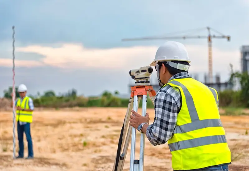 Đội ngũ thi công đến tận nơi để khảo sát tình hình thực tế của khu đất