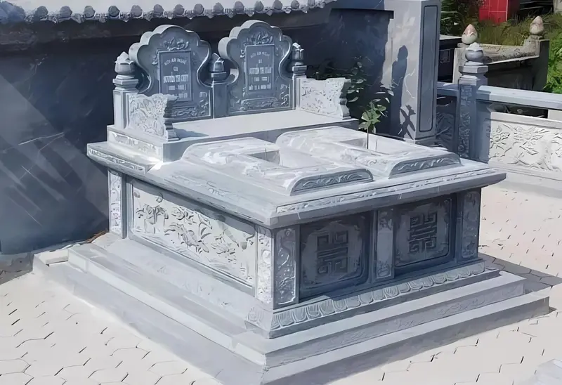 Mẫu mộ hậu bành không mái chạm khắc tinh xảo