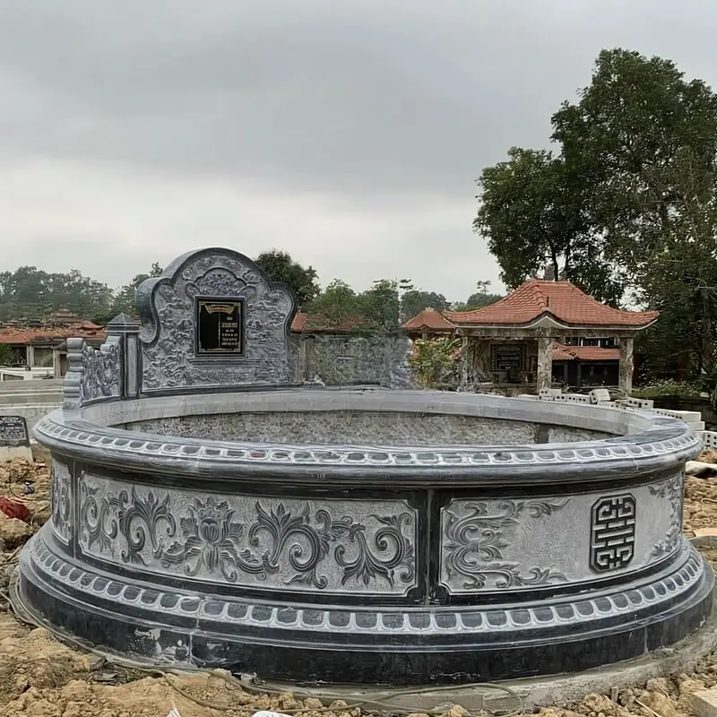 Mẫu lăng mộ tổ tròn đá xanh đen tự nhiên đẹp