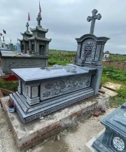 Mộ đá công giáo xanh đen - CT90