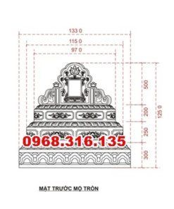 Bản thiết kế mặt trước mẫu mộ tròn đá CT63