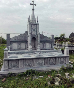 Lăng mộ đá công giáo trắng thiết kế tháp cao - CT73