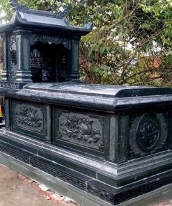 Góc trái mẫu mộ đá hoa cương đẹp CT96 màu đen tuyền