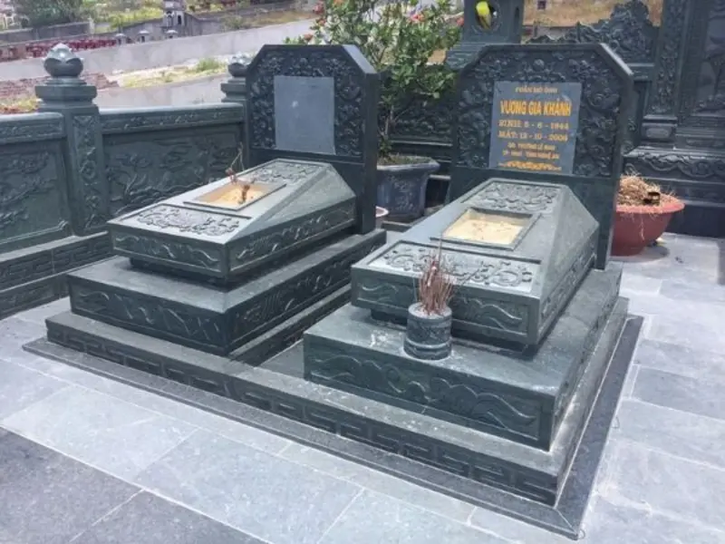 Mẫu mộ đá tam cấp không mái