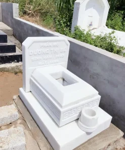 Mộ đá hoa cương granite trắng đơn giản CT109 được Đá Mỹ Nghệ Cát Tiến thi công tại Nghệ An năm 2025