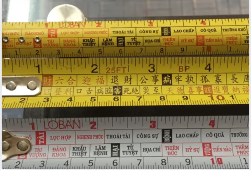 Các kích thước phải đo theo thước Lỗ Ban