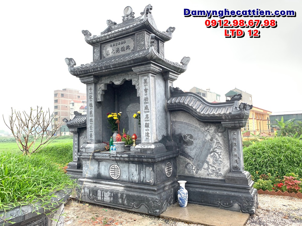 Lưng thờ đá chung khu lăng mộ đẹp LTD 12