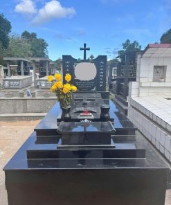 Mộ Đá Công Giáo Đen Trơn CT114