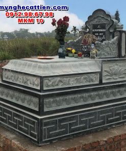 Mộ đá đơn giản 3 cấp đẹp xanh rêu MKM 10