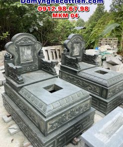 Mộ đá đơn xanh rêu không mái MKM 04