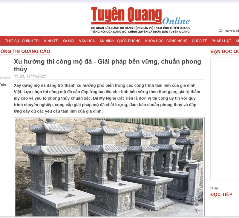 báo tuyên quang đá mỹ nghệ cát tiến