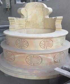 Mẫu mộ đá vàng hình tròn CT167