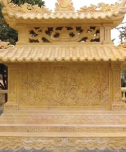 Mẫu mộ đá vàng CT169 hai mái đao cong vút
