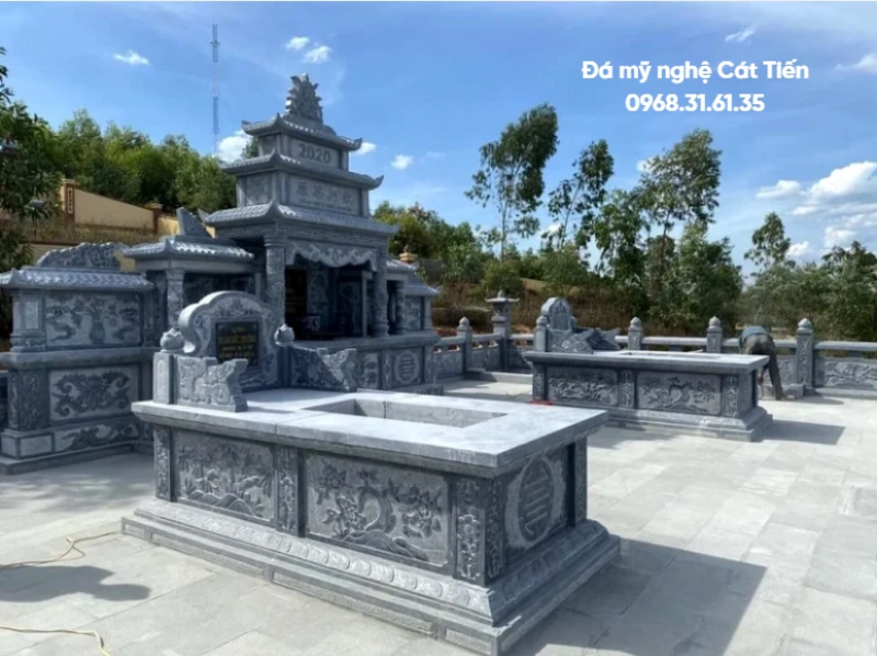 Mẫu khu lăng mộ đá gia đình xanh đen