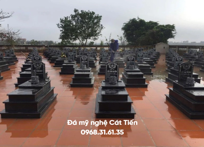 Mẫu khu lăng mộ đá gia đình xanh đen