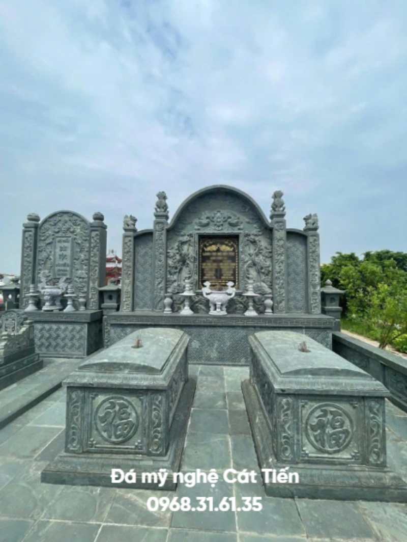 Mẫu lăng mộ đá đôi xanh rêu