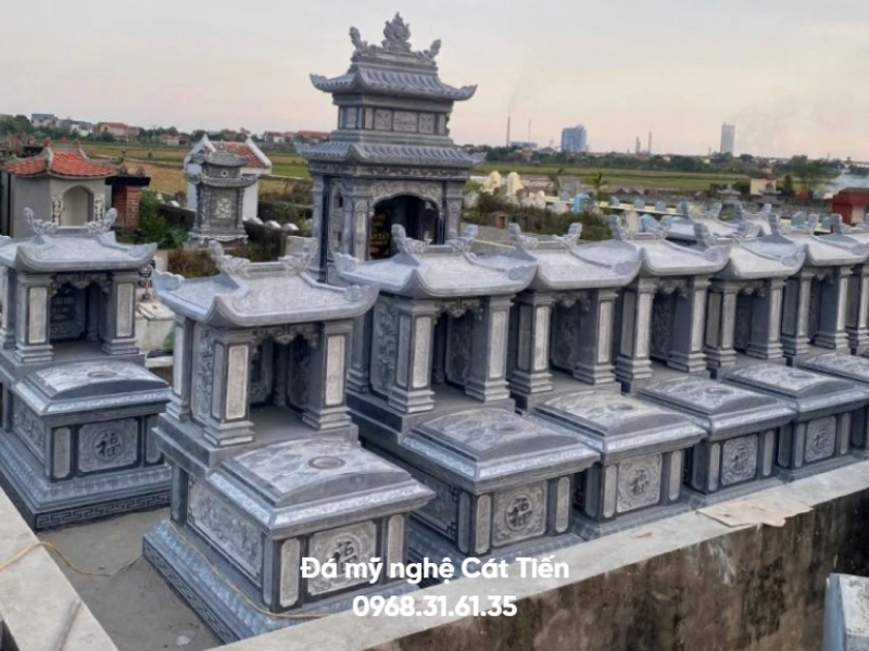  Mẫu lăng mộ đá gia đình xanh đen 