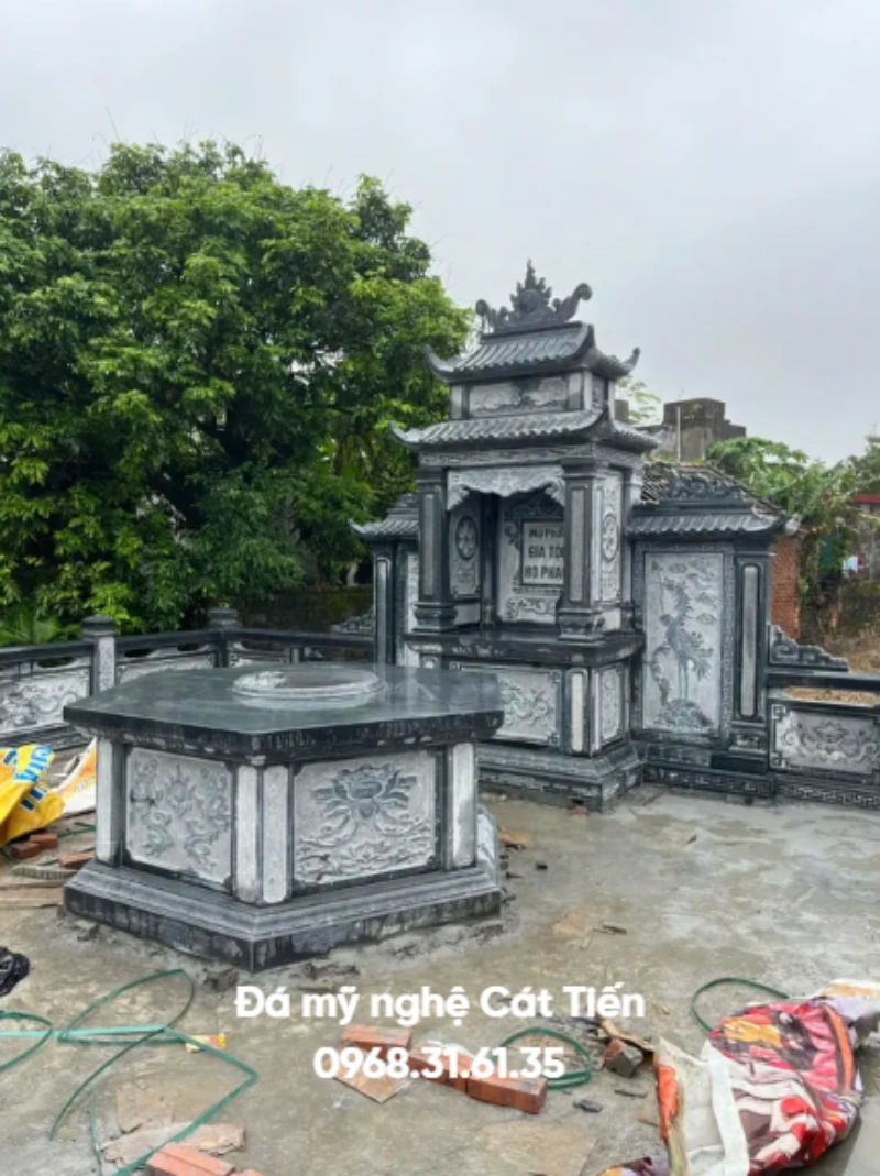 Mẫu lăng mộ gia đình lục giác xanh đen