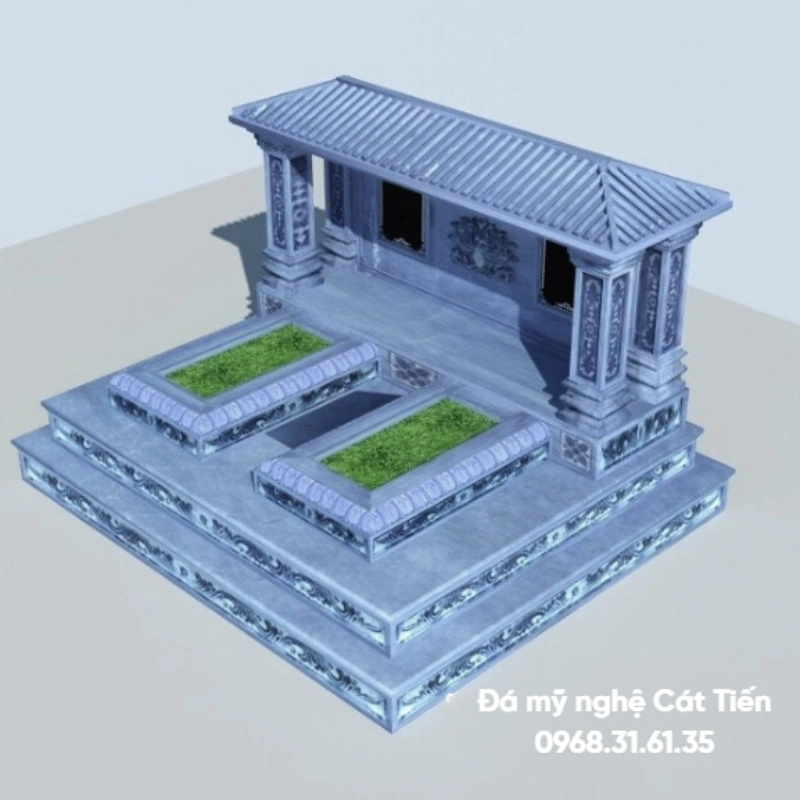 Mẫu mộ đá đôi làm bằng đá tự nhiên