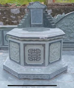 Mộ Đá Bát Giác Xanh Đen Chạm Chữ Thọ - BG13