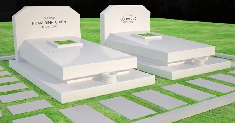 Mộ đá đôi trắng được làm từ đá hoa cương nhẵn