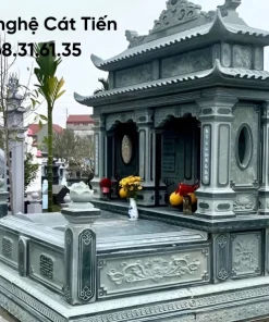 Mộ đá đôi xanh rêu 2 mái