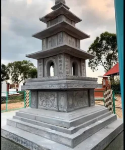 Mộ tháp đá 3 tầng đơn giản đẹp - MT02