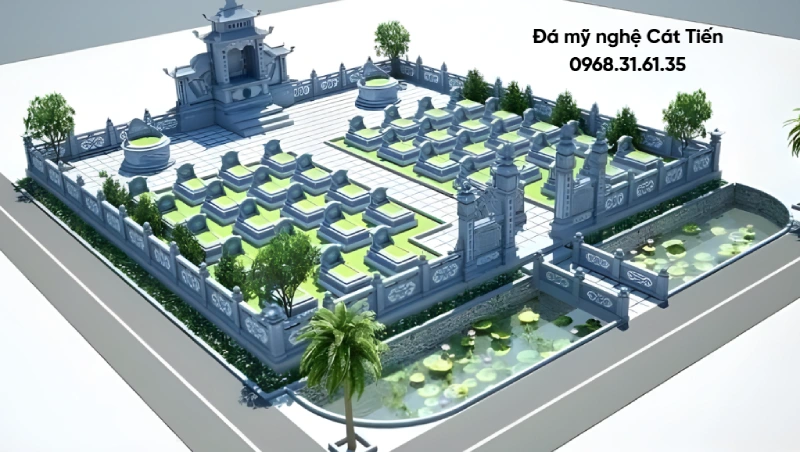 Bản thiết kế 3D mẫu khu lăng mộ gia đình