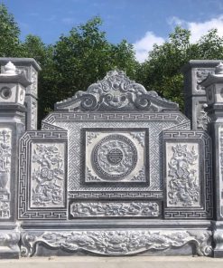 Mẫu cổng lăng mộ kết hợp cuốn thư đá xanh đen - MC6