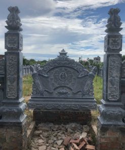 Mẫu cổng lăng mộ hai trụ kết hợp cuốn thư chữ Phúc - MC13