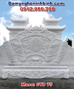 Mẫu cổng lăng mộ cuốn thư đá trắng thi công tại Thái Bình - MC16